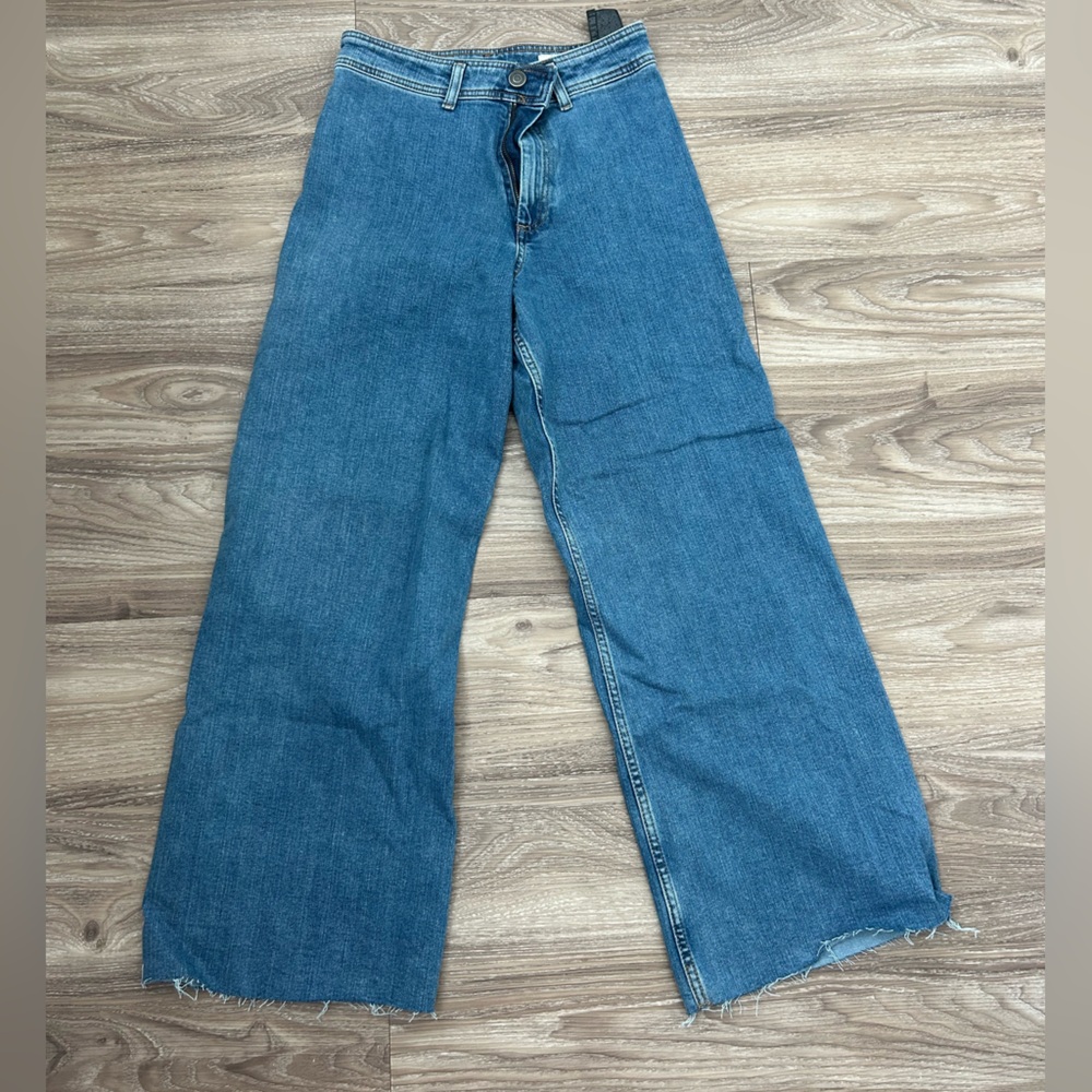 Zara Blue Flare Wide Leg Jeans